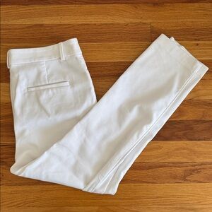 LOFT The Sutton Skinny White Dress Pants Petite 8P Gold Buttons